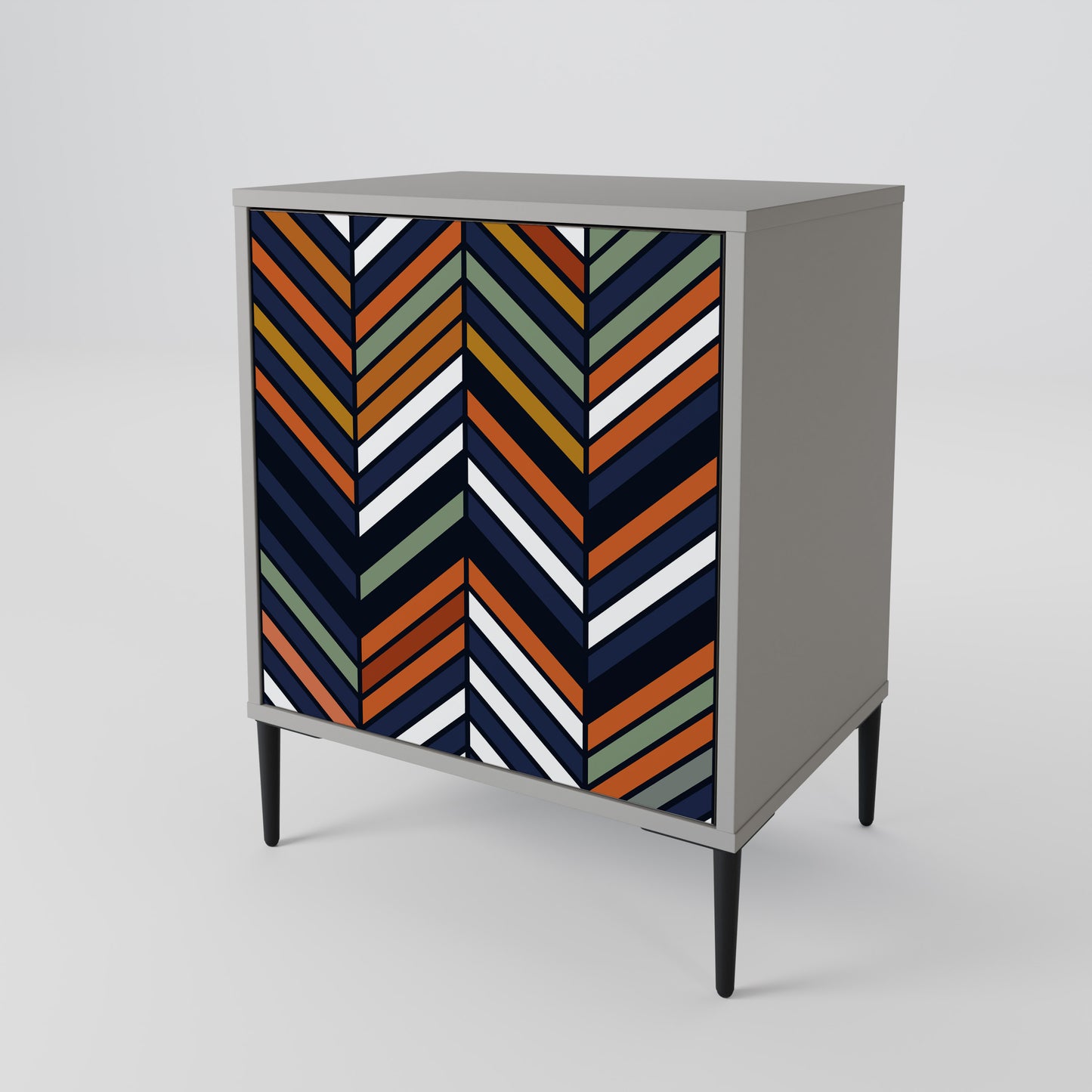 Credenza VIBRANT PATCHWORK a 1 anta con finitura grigia