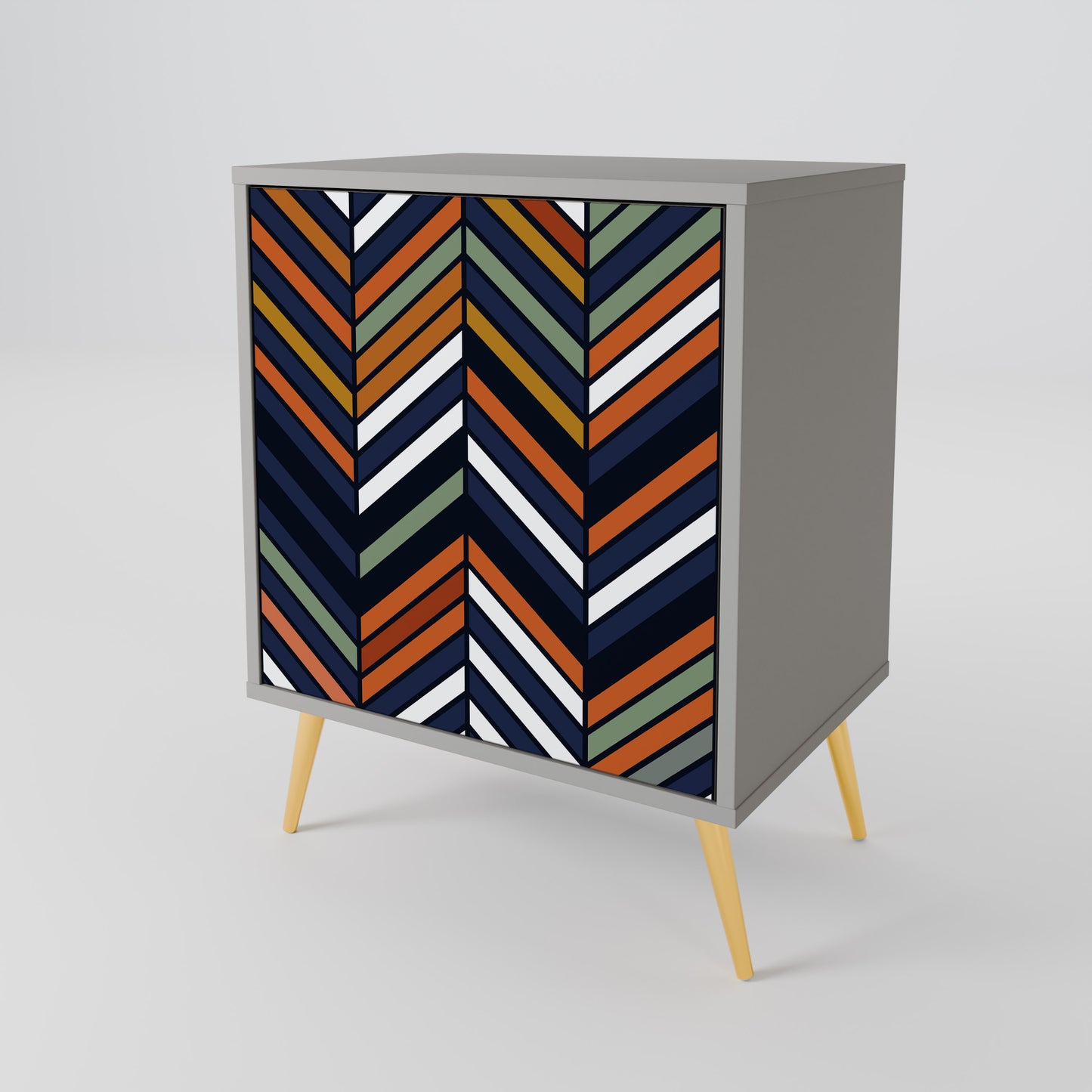 Credenza VIBRANT PATCHWORK a 1 anta con finitura grigia