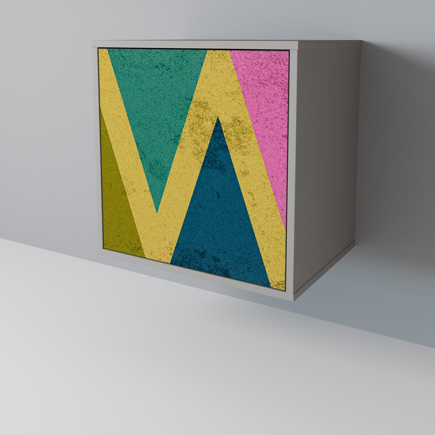 COLORFUL TRIANGLES 1-Door Sideboard in Grey Finish