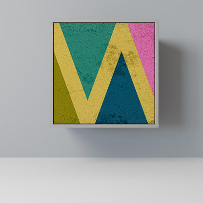 COLORFUL TRIANGLES 1-Door Sideboard in Grey Finish