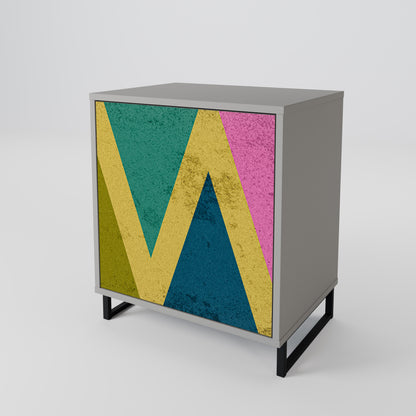 COLORFUL TRIANGLES 1-Door Sideboard in Grey Finish