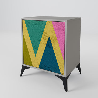 COLORFUL TRIANGLES 1-Door Sideboard in Grey Finish