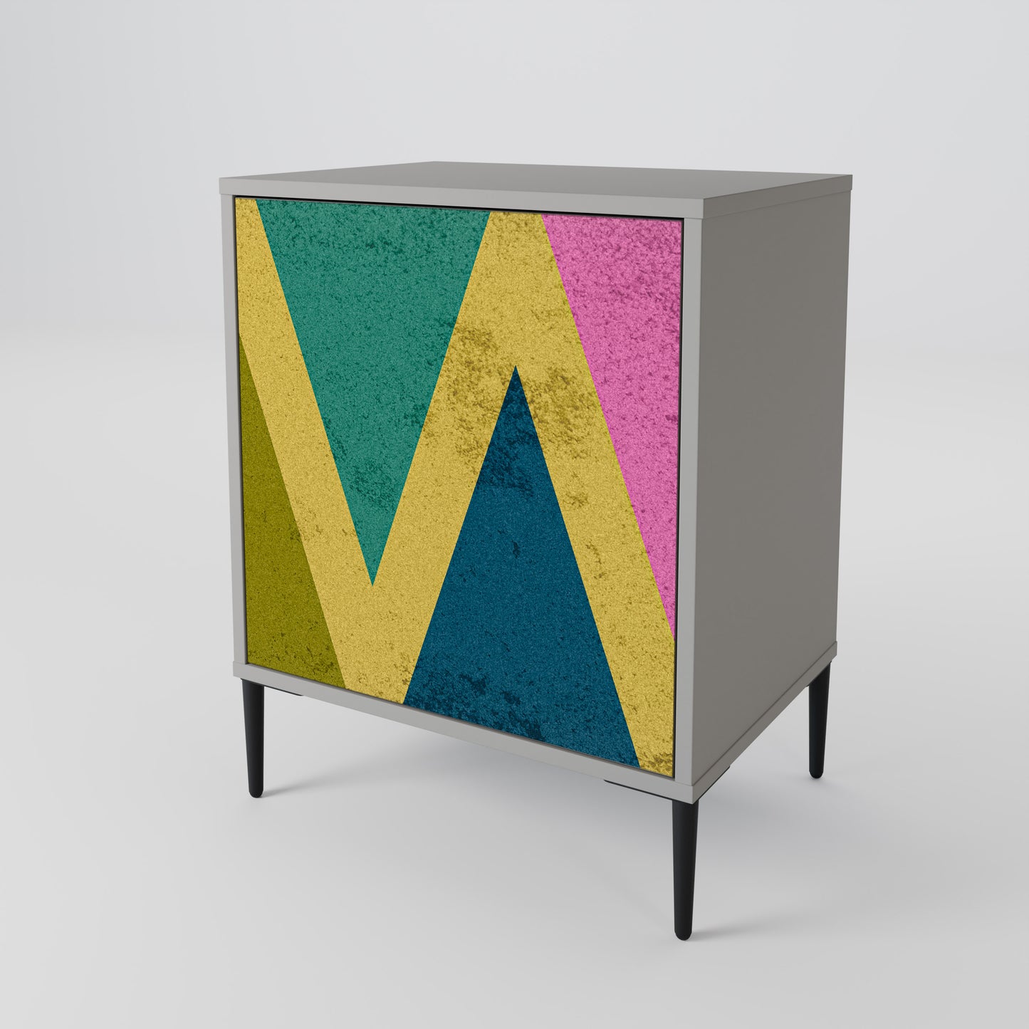 COLORFUL TRIANGLES 1-Door Sideboard in Grey Finish