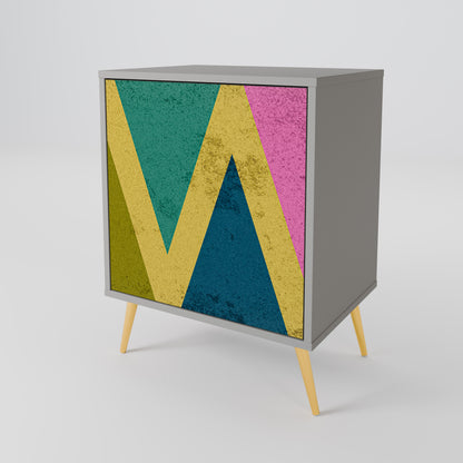 COLORFUL TRIANGLES 1-Door Sideboard in Grey Finish