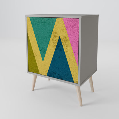 COLORFUL TRIANGLES 1-Door Sideboard in Grey Finish