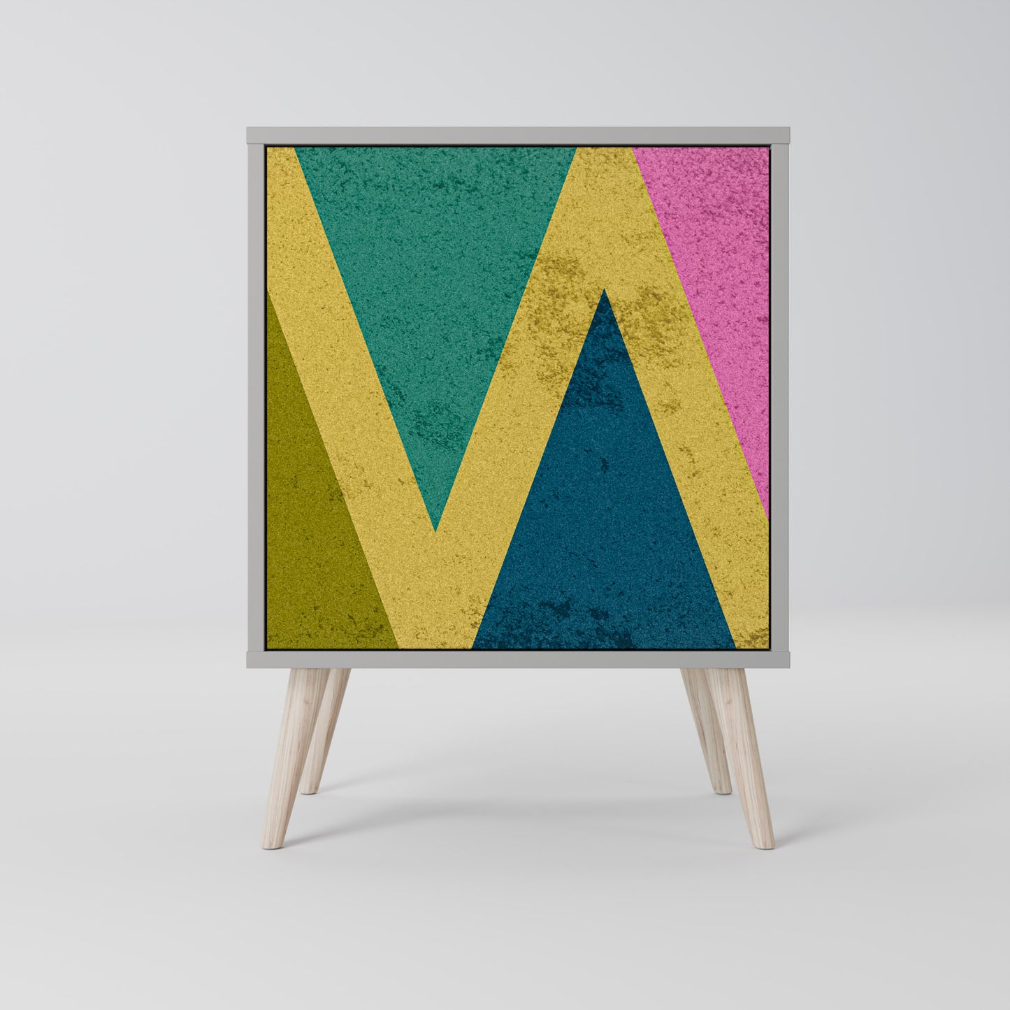 COLORFUL TRIANGLES 1-Door Sideboard in Grey Finish