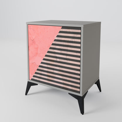 Credenza GLAMOROUS STRIPE a 1 anta con finitura grigia