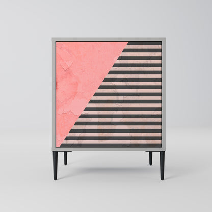 Credenza GLAMOROUS STRIPE a 1 anta con finitura grigia