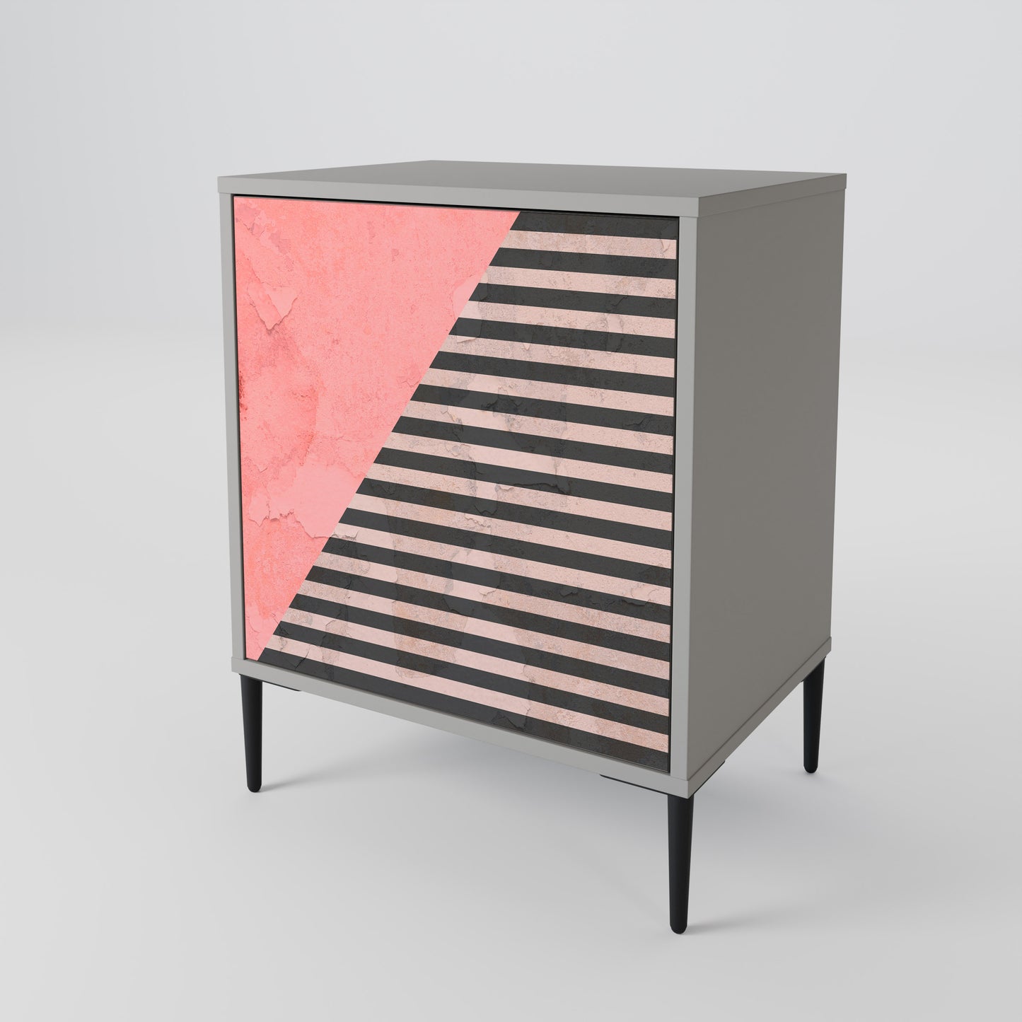 Credenza GLAMOROUS STRIPE a 1 anta con finitura grigia