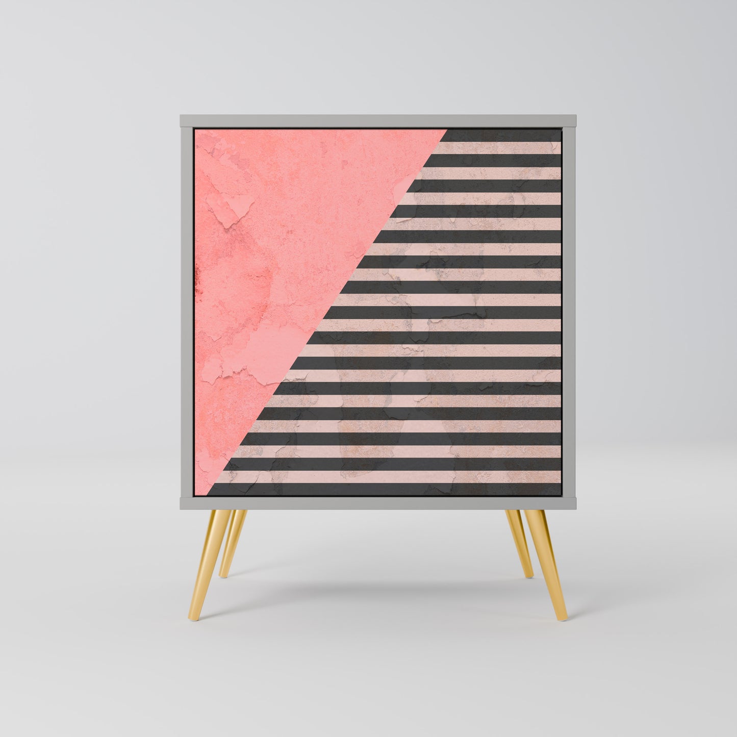 Credenza GLAMOROUS STRIPE a 1 anta con finitura grigia