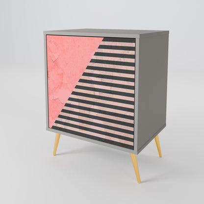 Credenza GLAMOROUS STRIPE a 1 anta con finitura grigia
