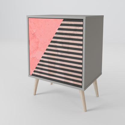 Credenza GLAMOROUS STRIPE a 1 anta con finitura grigia