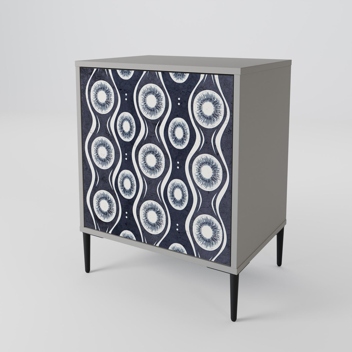 Credenza GRAPHITE EYES a 1 anta con finitura grigia