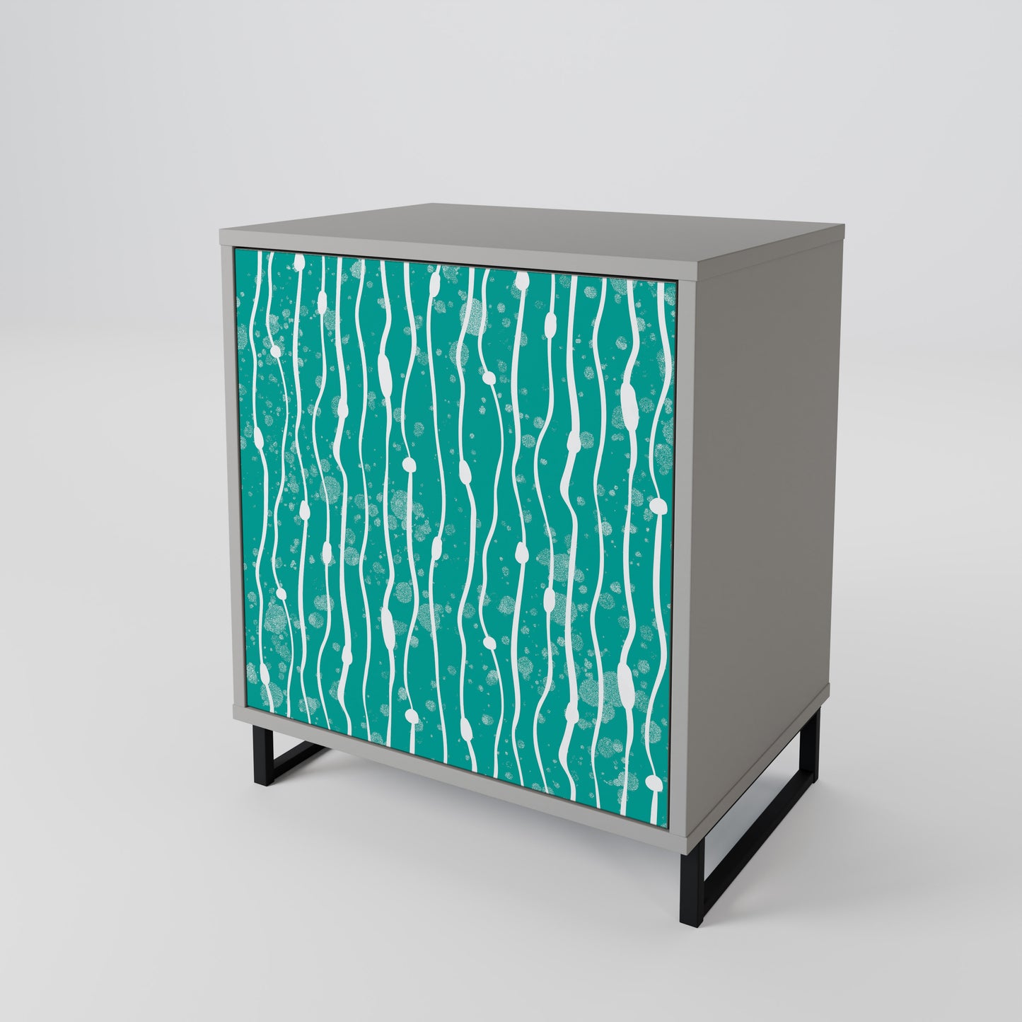 Credenza TURQUOISE RAIN a 1 anta con finitura grigia