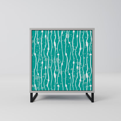 Credenza TURQUOISE RAIN a 1 anta con finitura grigia