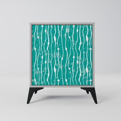 Credenza TURQUOISE RAIN a 1 anta con finitura grigia