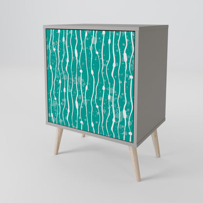 Credenza TURQUOISE RAIN a 1 anta con finitura grigia