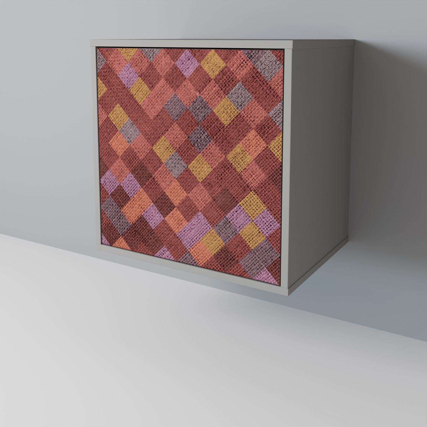 Credenza a 1 anta PAINTED SQUARES in finitura grigia