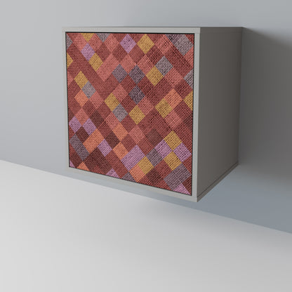 Credenza a 1 anta PAINTED SQUARES in finitura grigia