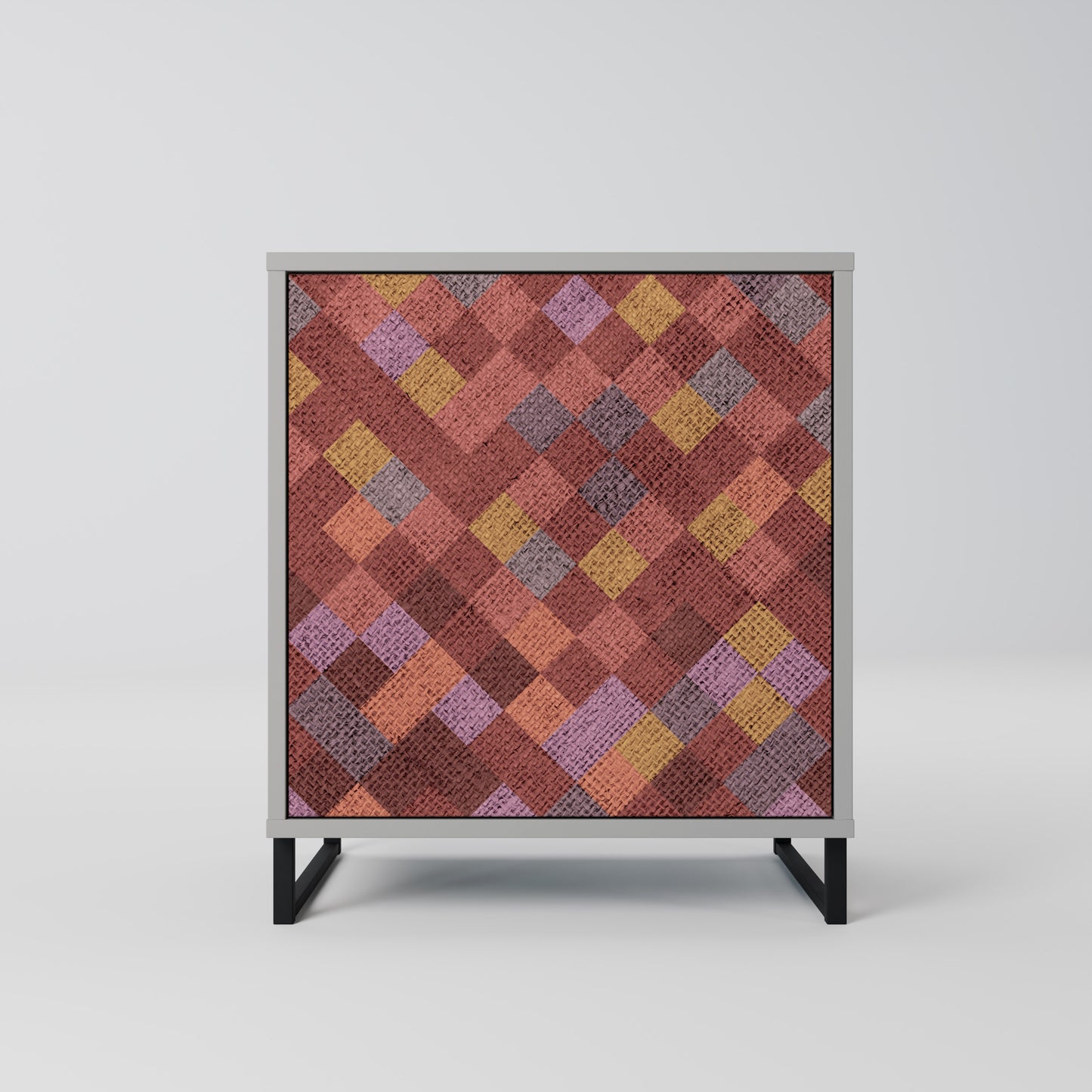 Credenza a 1 anta PAINTED SQUARES in finitura grigia