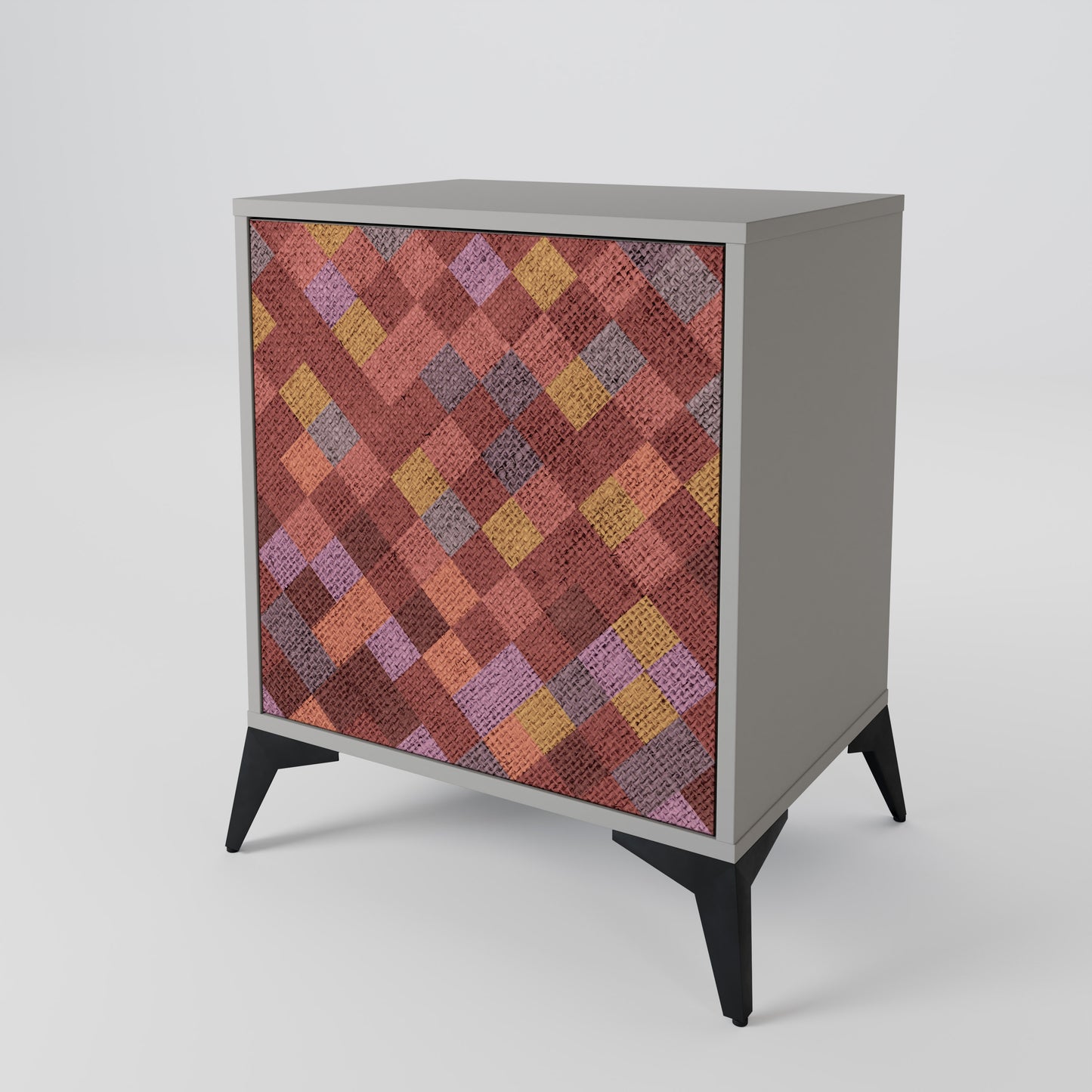 Credenza a 1 anta PAINTED SQUARES in finitura grigia
