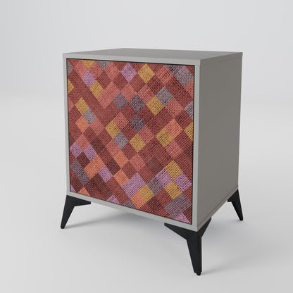 Credenza a 1 anta PAINTED SQUARES in finitura grigia