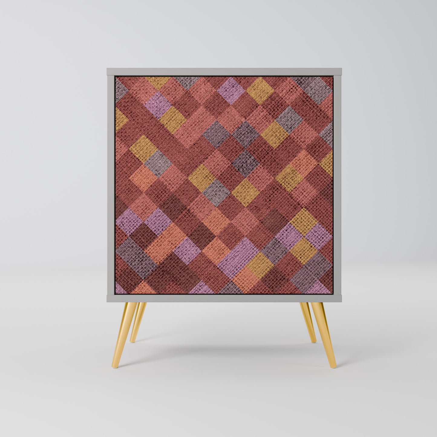 Credenza a 1 anta PAINTED SQUARES in finitura grigia