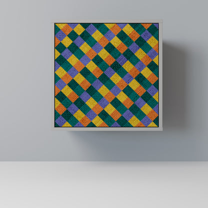 PAINTED SQUARES MIX 1-Door Sideboard in Grey Finish