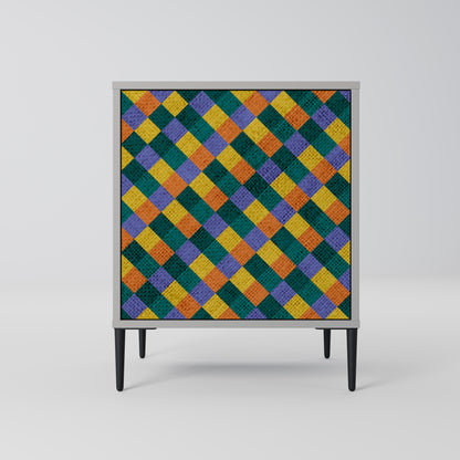 PAINTED SQUARES MIX 1-Door Sideboard in Grey Finish