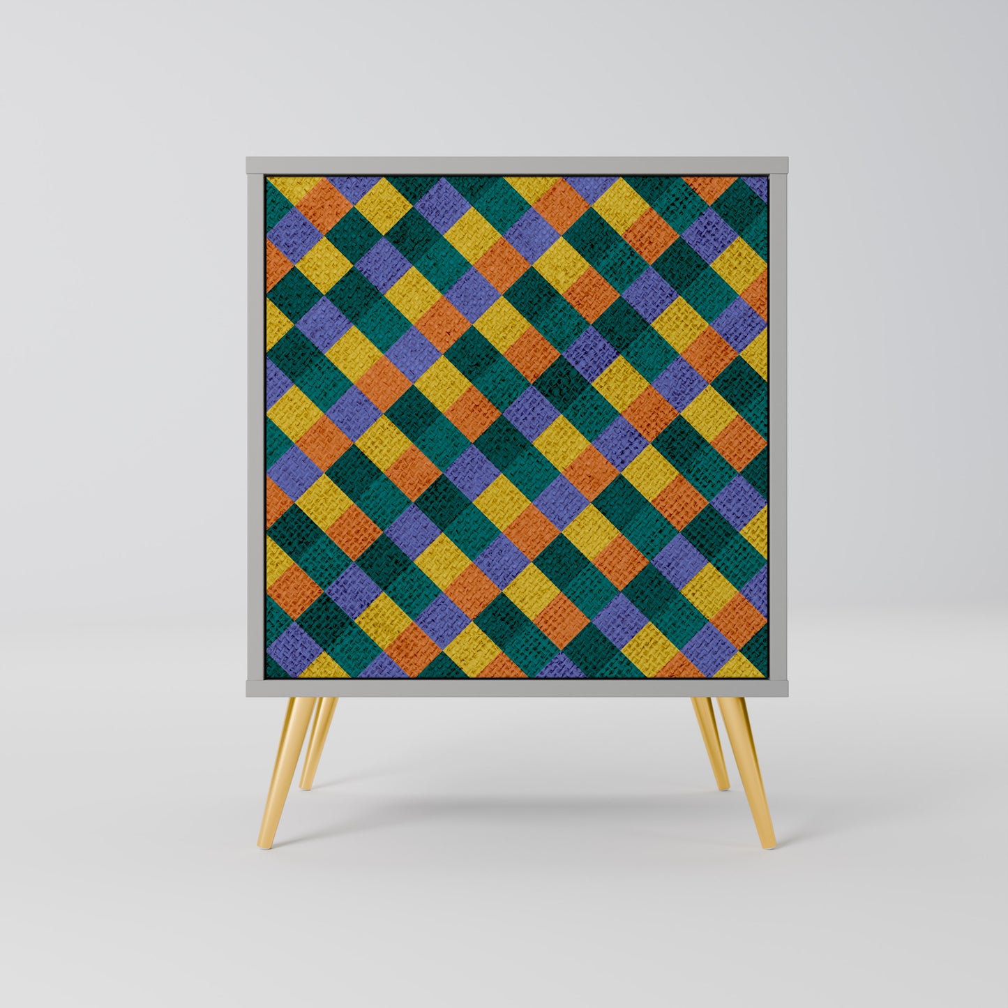 PAINTED SQUARES MIX 1-Door Sideboard in Grey Finish