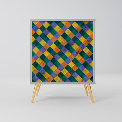 PAINTED SQUARES MIX 1-Door Sideboard in Grey Finish