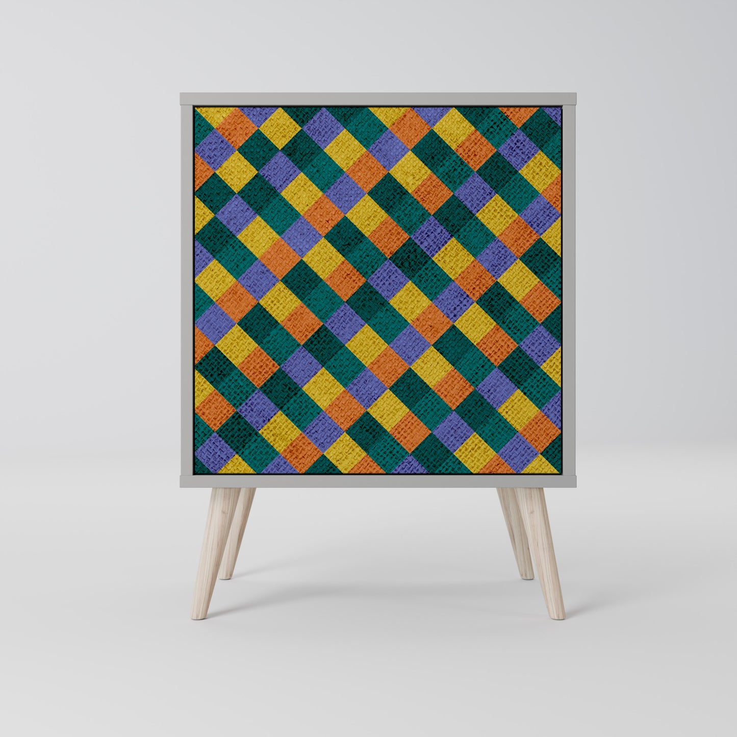 PAINTED SQUARES MIX 1-Door Sideboard in Grey Finish