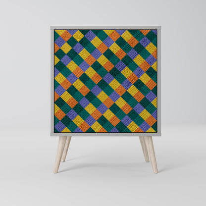 PAINTED SQUARES MIX 1-Door Sideboard in Grey Finish