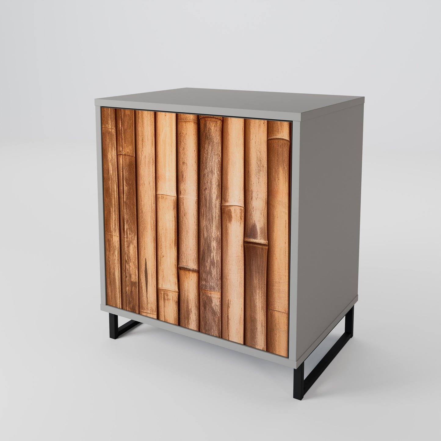 NATURAL WOOD 1-Door Sideboard in Grey Finish