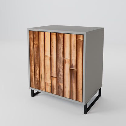 NATURAL WOOD 1-Door Sideboard in Grey Finish