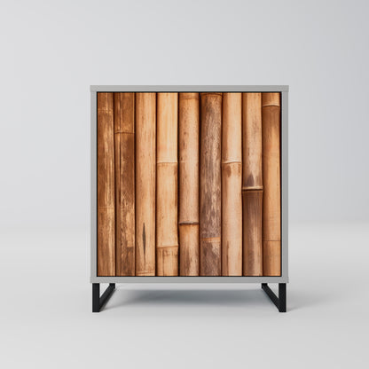 NATURAL WOOD 1-Door Sideboard in Grey Finish