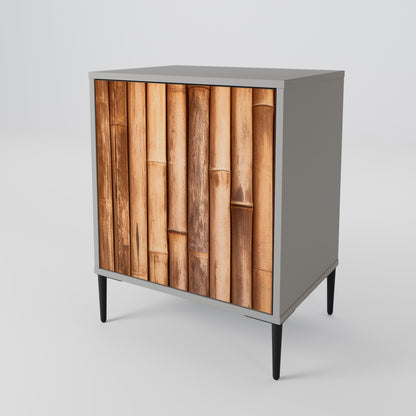 NATURAL WOOD 1-Door Sideboard in Grey Finish
