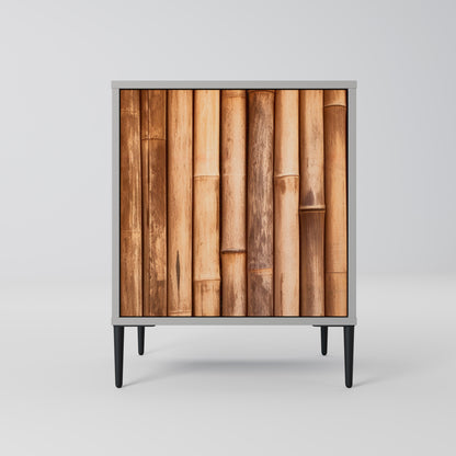 NATURAL WOOD 1-Door Sideboard in Grey Finish