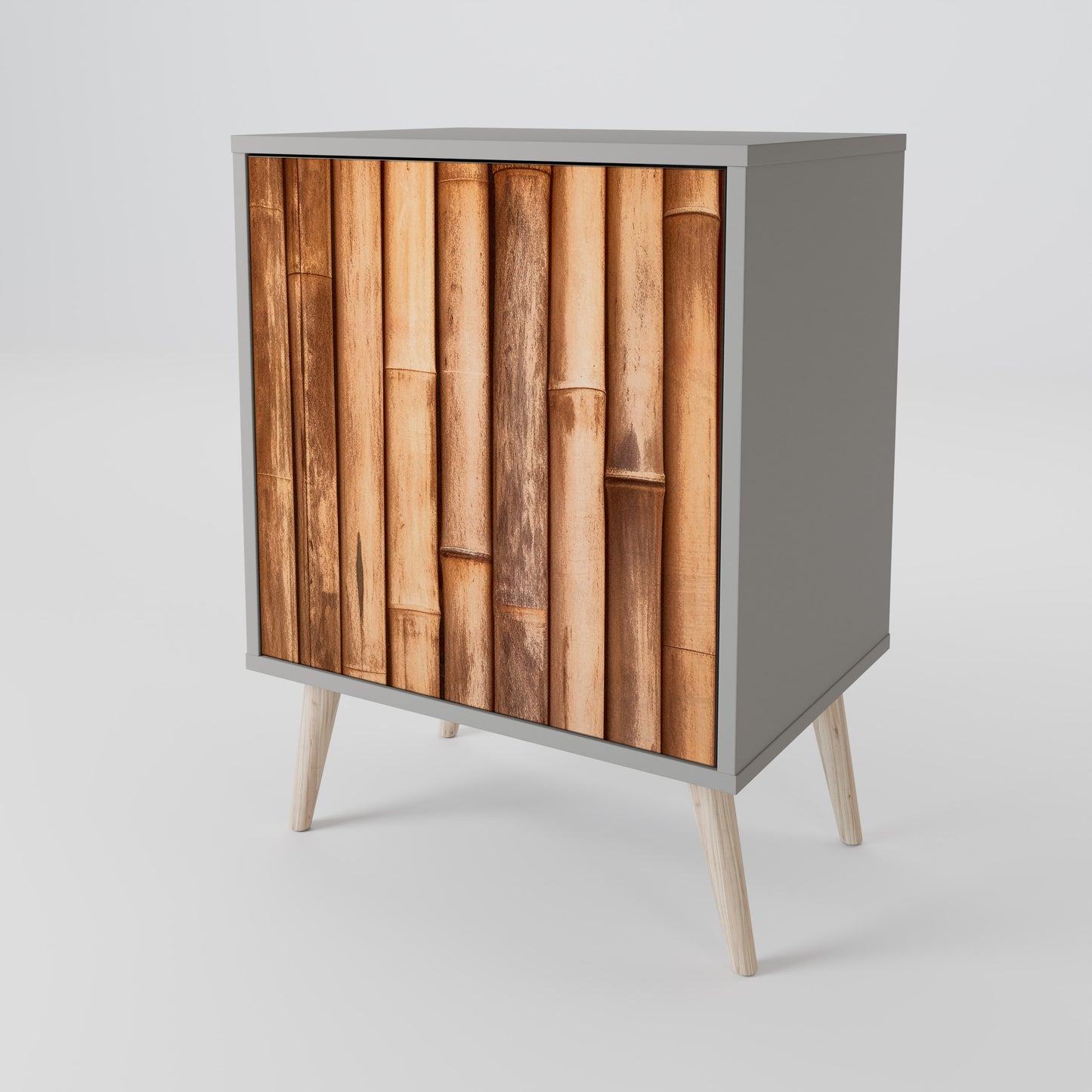 NATURAL WOOD 1-Door Sideboard in Grey Finish