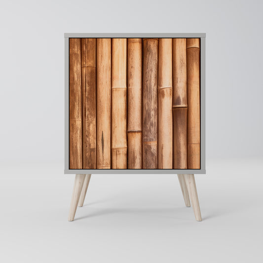 Credenza in legno naturale a 1 anta con finitura grigia