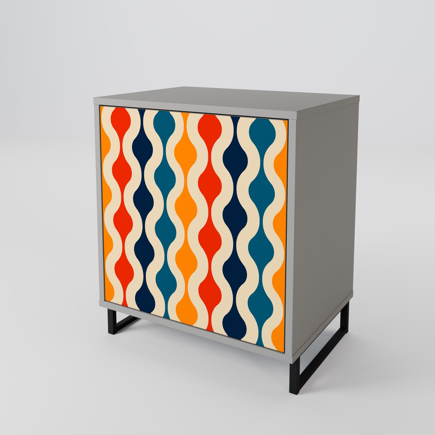 COLORFUL NOSTALGIA 1-Door Sideboard in Grey Finish