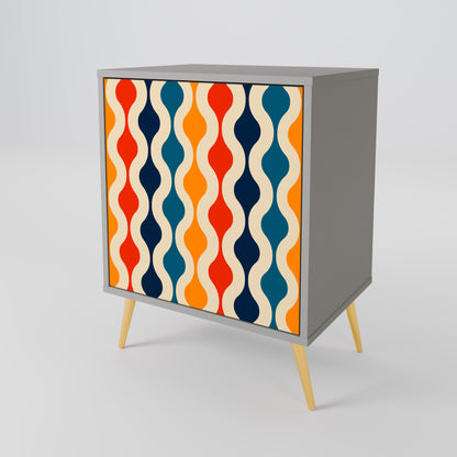 COLORFUL NOSTALGIA 1-Door Sideboard in Grey Finish