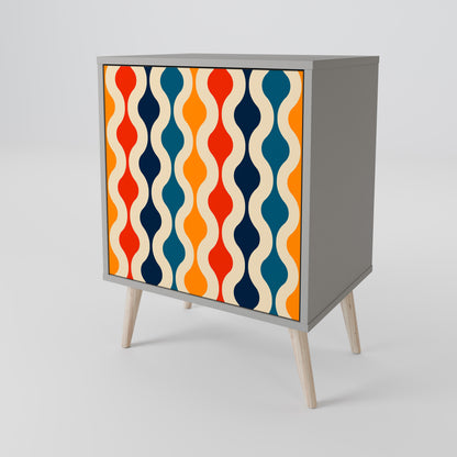 COLORFUL NOSTALGIA 1-Door Sideboard in Grey Finish