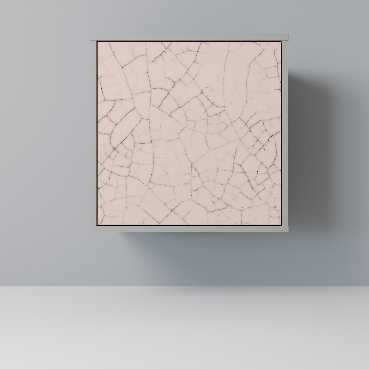 Credenza a 1 anta con texture in ceramica, finitura grigia