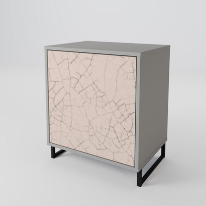 Credenza a 1 anta con texture in ceramica, finitura grigia