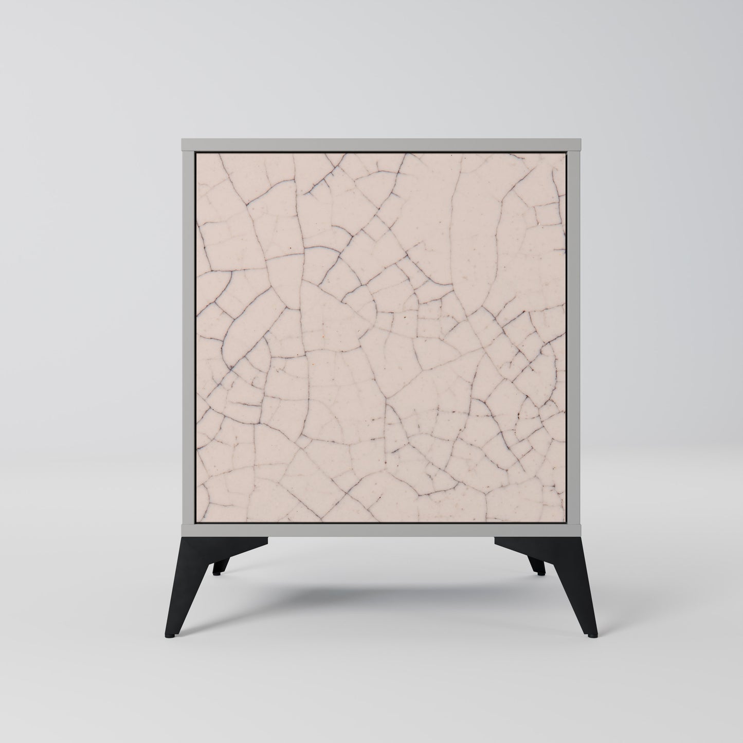 Credenza a 1 anta con texture in ceramica, finitura grigia