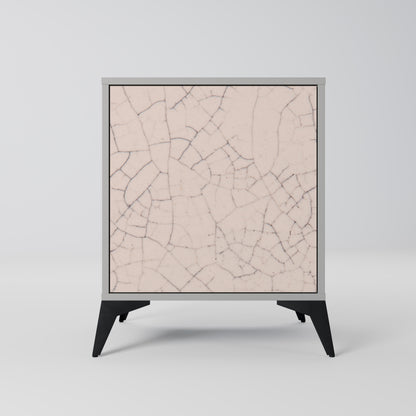 Credenza a 1 anta con texture in ceramica, finitura grigia