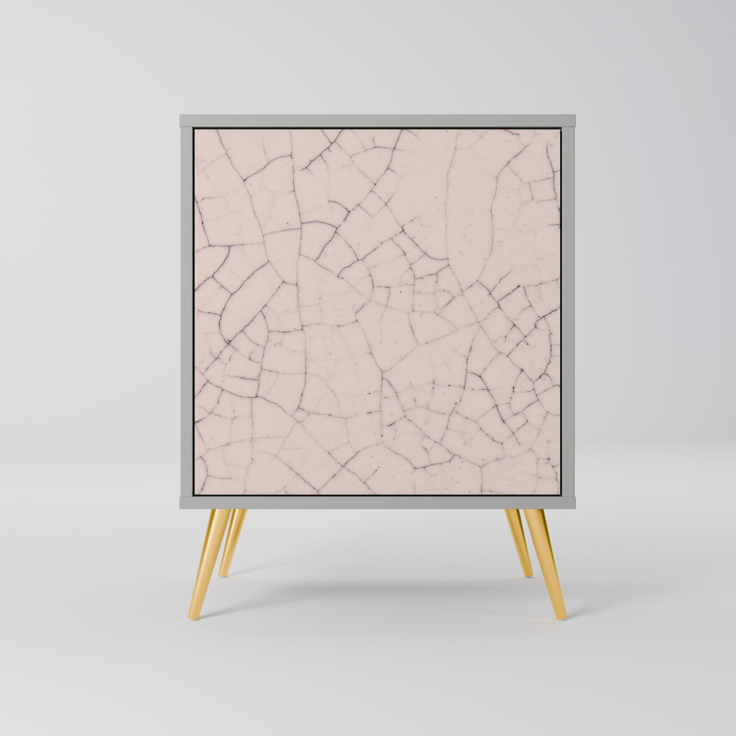 Credenza a 1 anta con texture in ceramica, finitura grigia