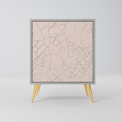 Credenza a 1 anta con texture in ceramica, finitura grigia