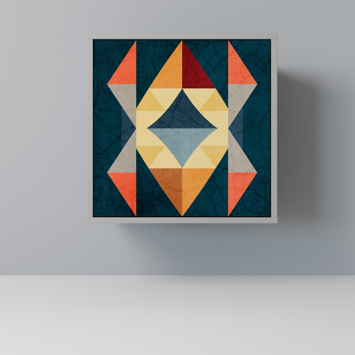 CRACKED ILLUSION 1-Door Sideboard in Grey Finish